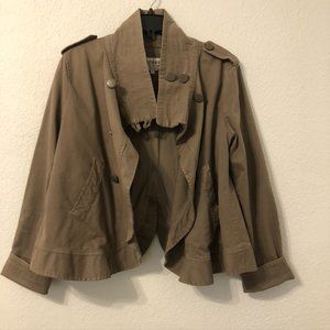 COPY - Armani Taupe Cropped Ruffle Detail Jacket